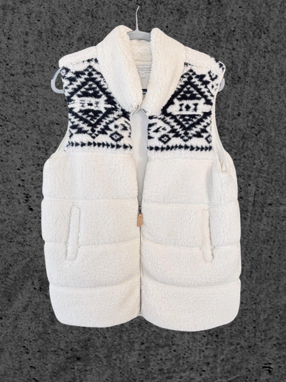 PJ Salvage Cream and Black Patterned Vest